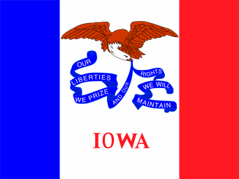 Iowa flag denoting local kitchen designers