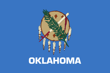 Oklahoma flag denoting local kitchen designers