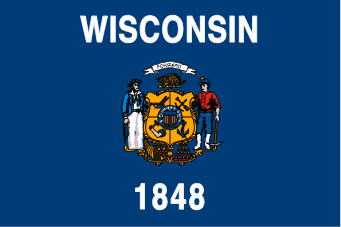 Wisconsin flag denoting local kitchen designers